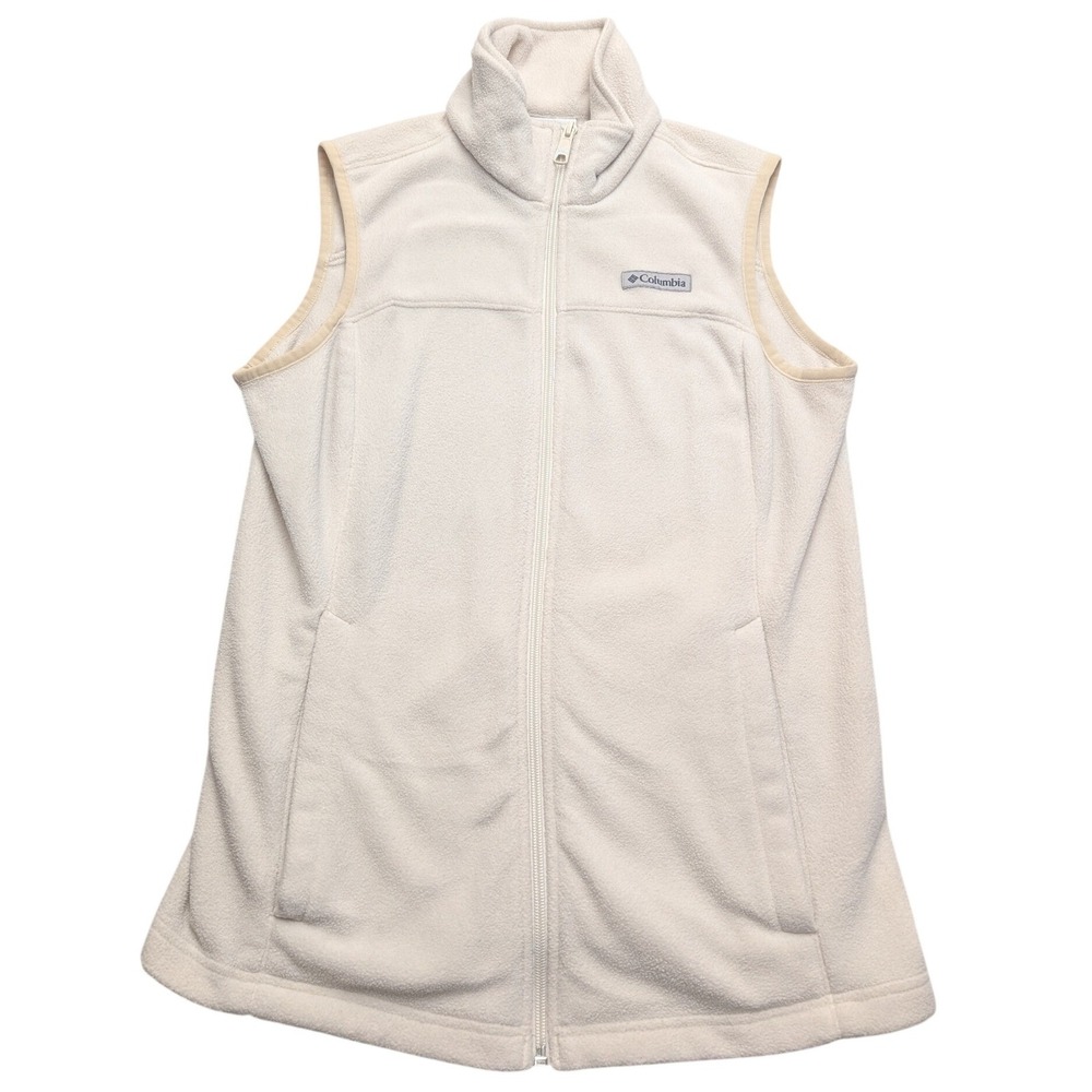 Columbia Benton Springs Fleece Vest Womens Small Cream Full Zip XL2857 Outdoor